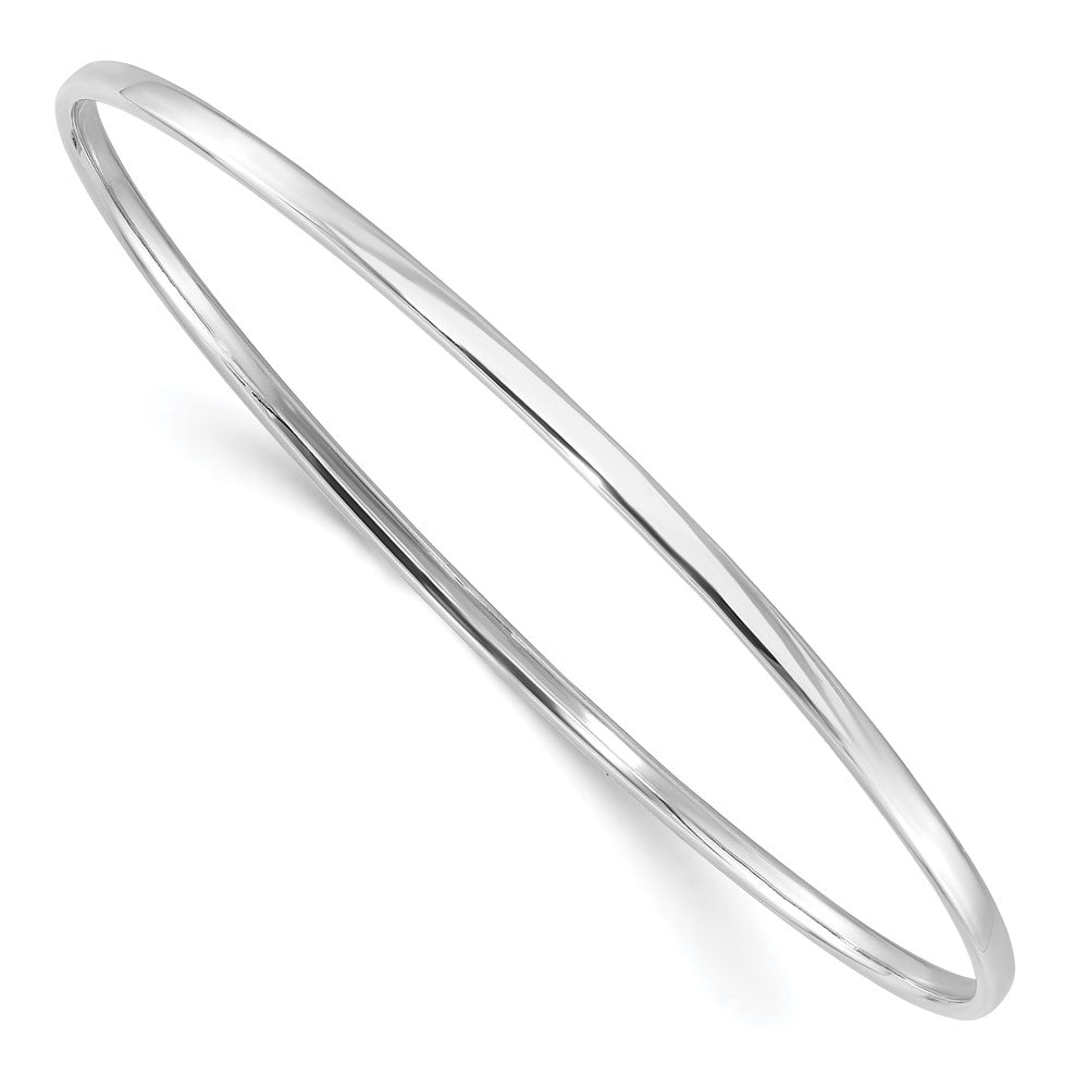 Sterling Silver Rhodium-plated Polished 2.40mm Slip on Bangle QB1485