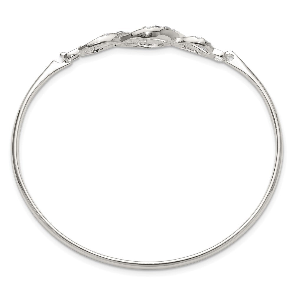 Sterling Silver Polished CZ Fancy Hook Bangle Bracelet QB1509