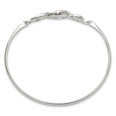 Sterling Silver Polished CZ Fancy Hook Bangle Bracelet QB1509