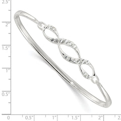 Sterling Silver Polished CZ Fancy Hook Bangle Bracelet QB1509