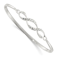 Sterling Silver Polished CZ Fancy Hook Bangle Bracelet QB1509