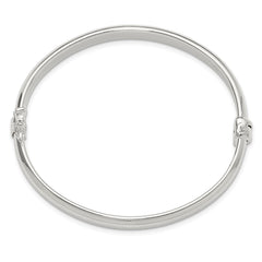 Sterling Silver Polished Textured Hinged Bangle Bracelet QB1511