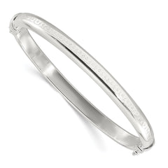 Sterling Silver Polished Textured Hinged Bangle Bracelet QB1511