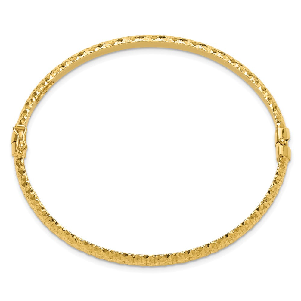 Sterling Silver Polished Gold-tone Textured Hinged Bangle Bracelet QB1512