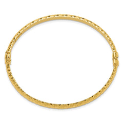 Sterling Silver Polished Gold-tone Textured Hinged Bangle Bracelet QB1512