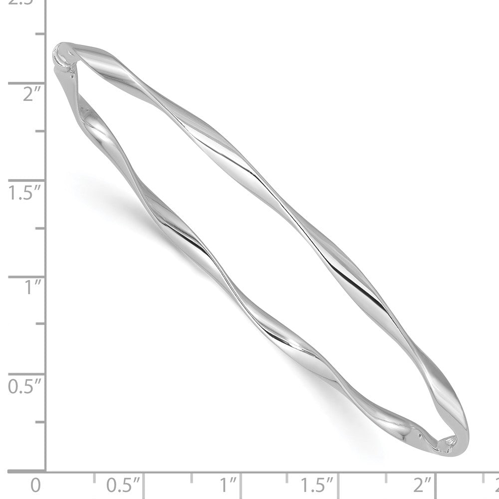 Sterling Silver Rhodium-plated Polished Twisted Slip On Bangle QB1517