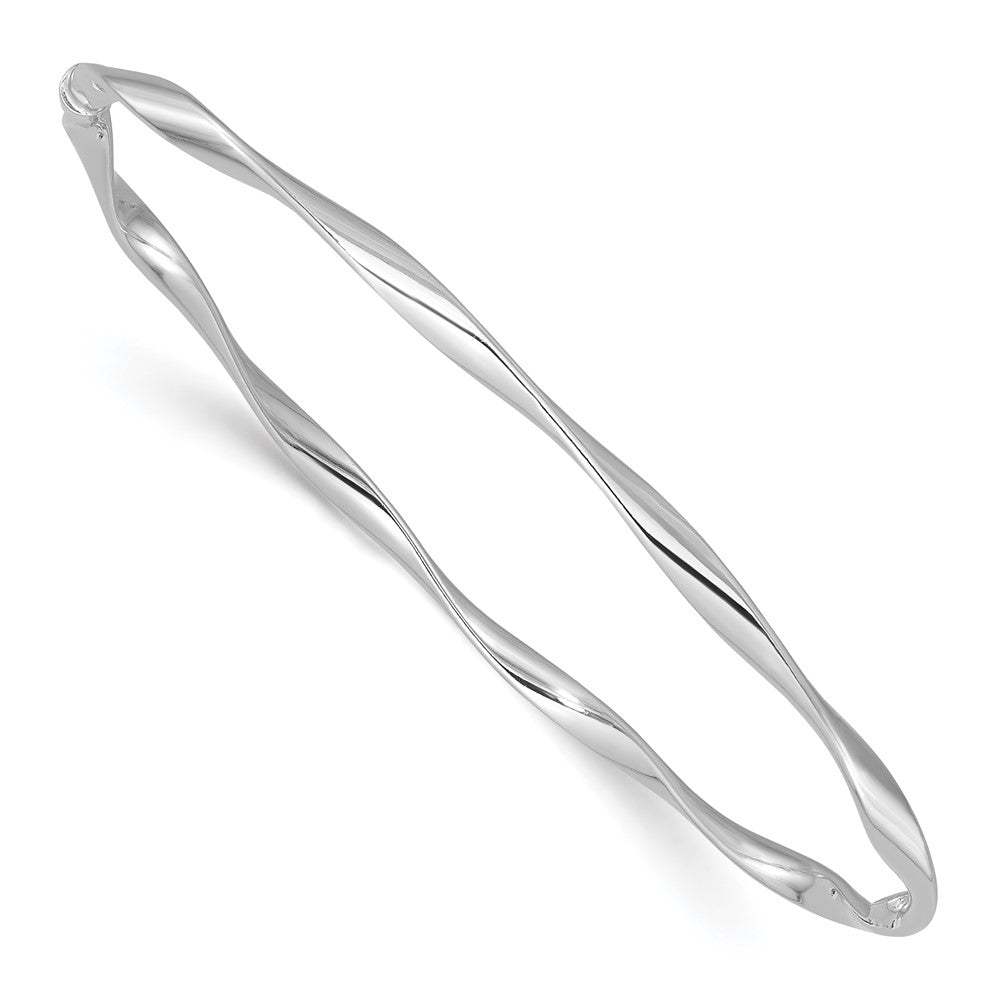 Sterling Silver Rhodium-plated Polished Twisted Slip On Bangle QB1517