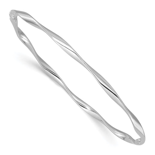 Sterling Silver Rhodium-plated Polished Twisted Slip On Bangle QB1517