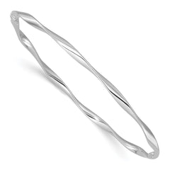 Sterling Silver Rhodium-plated Polished Twisted Slip On Bangle QB1517