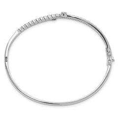 Sterling Silver Rhodium-plated Polished CZ Hinged Bangle Bracelet QB1540