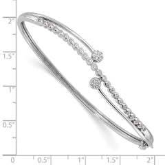 Sterling Silver Rhodium-plated Polished CZ Hinged Bangle Bracelet QB1540