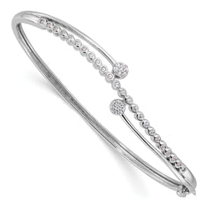 Sterling Silver Rhodium-plated Polished CZ Hinged Bangle Bracelet QB1540