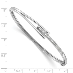 Sterling Silver Rhodium-plated Polished Fancy CZ Hinged Bangle QB1541