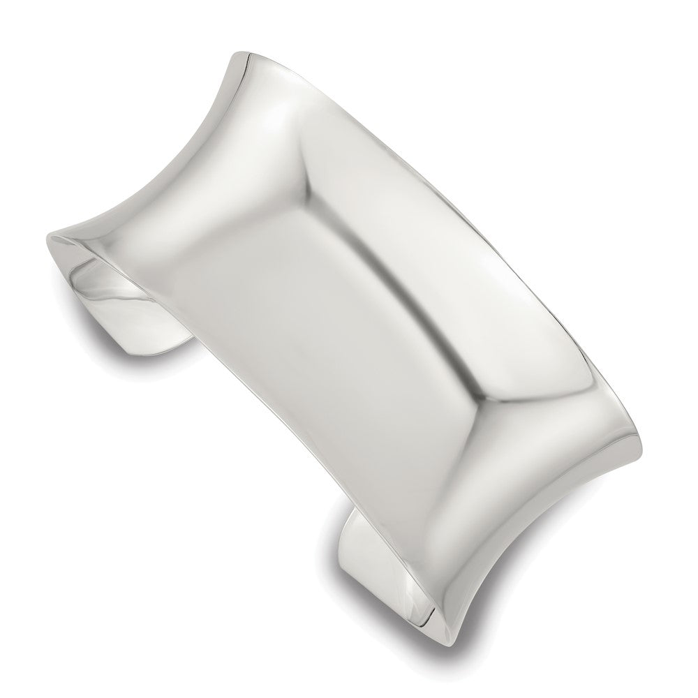 Sterling Silver Polished 30mm Concave Cuff Bangle QB1561