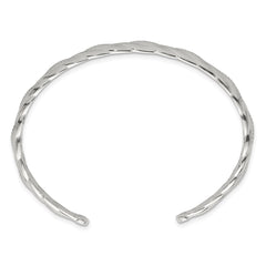 Sterling Silver Polished and Textured Twisted Cuff Bangle Bracelet QB1563
