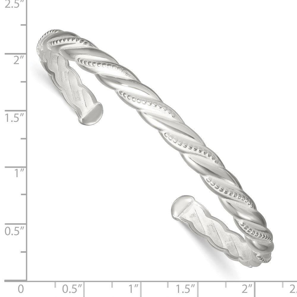 Sterling Silver Polished and Textured Twisted Cuff Bangle Bracelet QB1563