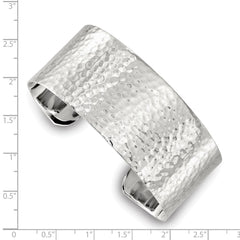 Sterling Silver Polished 25mm Flat Hammered Cuff Bangle QB1564