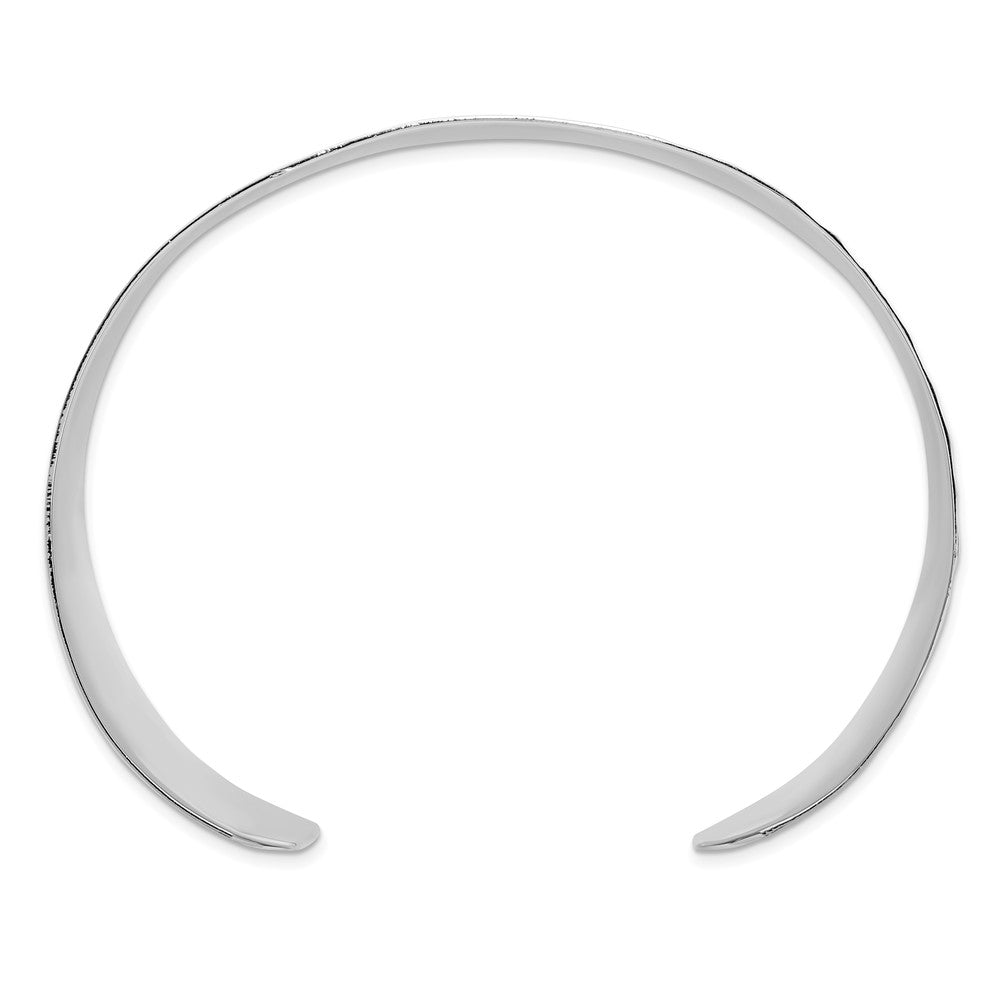 Sterling Silver Polished 40mm Flat Hammered Cuff Bangle QB1566