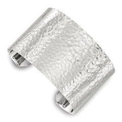 Sterling Silver Polished 40mm Flat Hammered Cuff Bangle QB1566