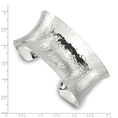 Sterling Silver Polished 30mm Concave Hammered Cuff Bangle QB1568