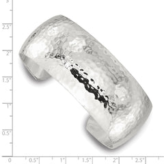 Sterling Silver Polished 25mm Domed Hammered Cuff Bangle QB1572
