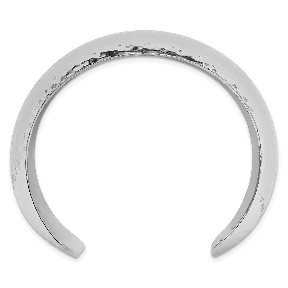 Sterling Silver Polished 40mm Domed Hammered Cuff Bangle QB1574
