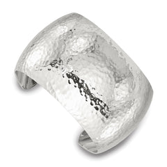 Sterling Silver Polished 40mm Domed Hammered Cuff Bangle QB1574