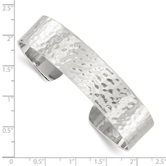 Sterling Silver Polished 15mm Flat Hammered Cuff Bangle QB1575