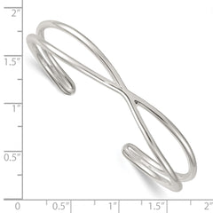 Sterling Silver Polished -X- Cuff Bangle QB1579