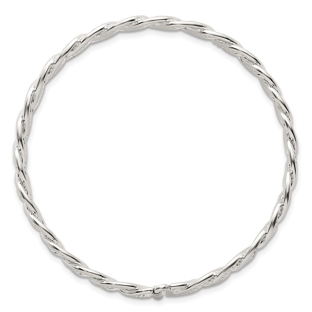 Sterling Silver Polished Twisted and Woven Flexible Bangle QB1584