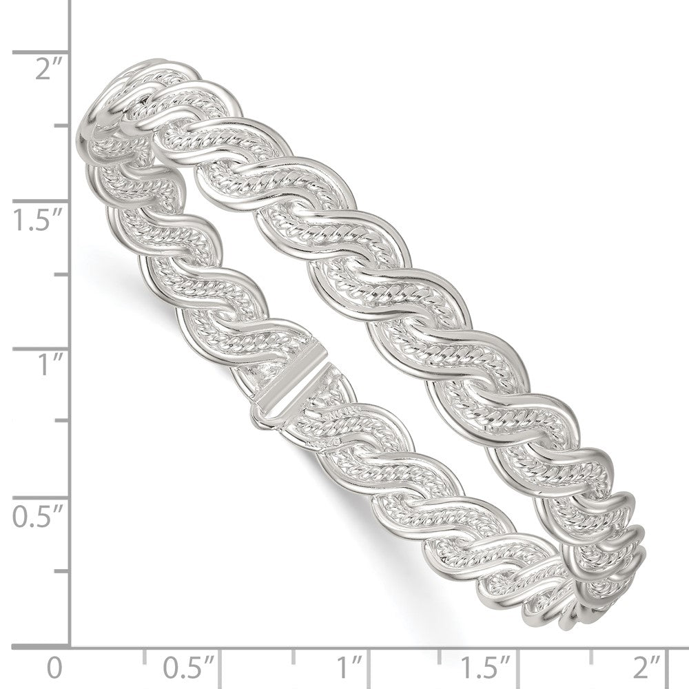 Sterling Silver Polished Twisted and Woven Flexible Bangle QB1584