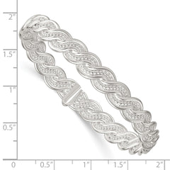 Sterling Silver Polished Twisted and Woven Flexible Bangle QB1584