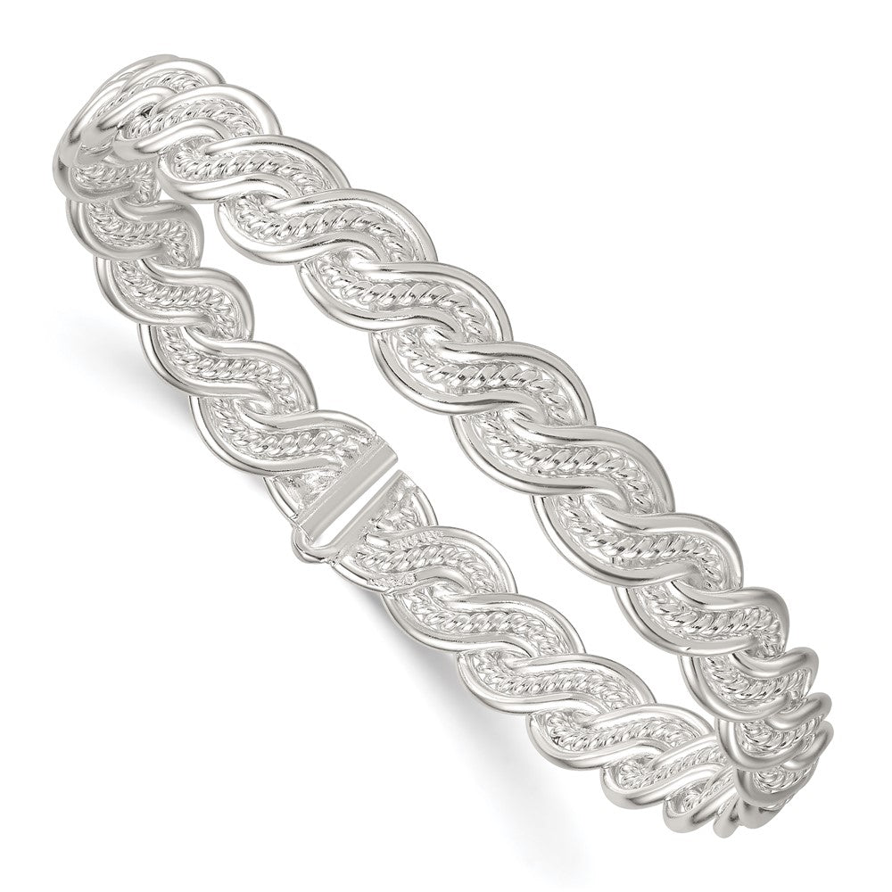 Sterling Silver Polished Twisted and Woven Flexible Bangle QB1584