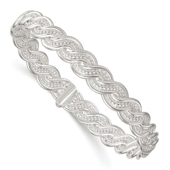 Sterling Silver Polished Twisted and Woven Flexible Bangle QB1584