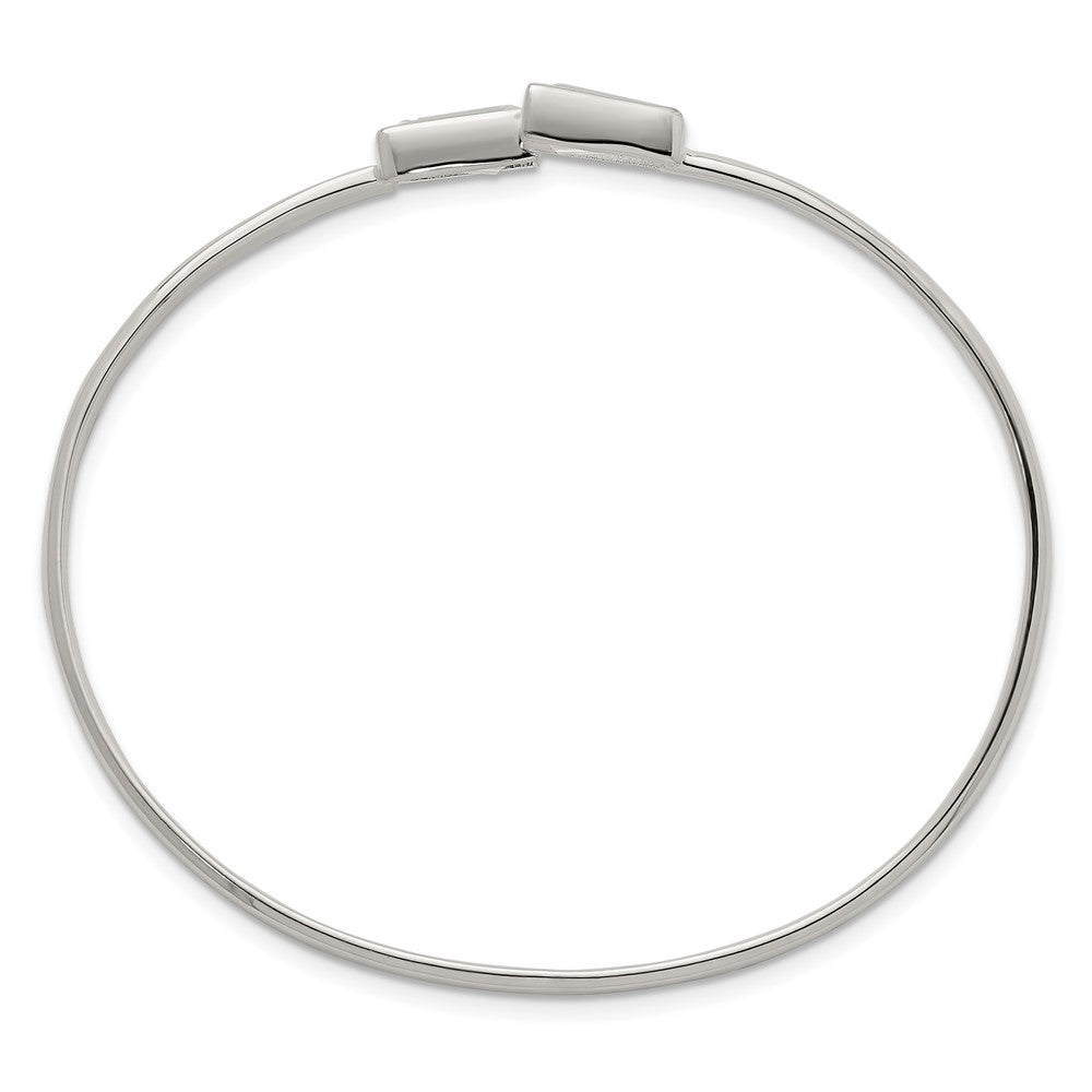 Sterling Silver Polished Tapered Baguette CZ Cuff Bangle QB1589