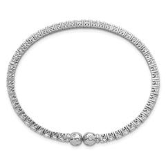 Sterling Silver Rhodium-plated Polished CZ Star Flexible Cuff Bangle Bracelet QB1592