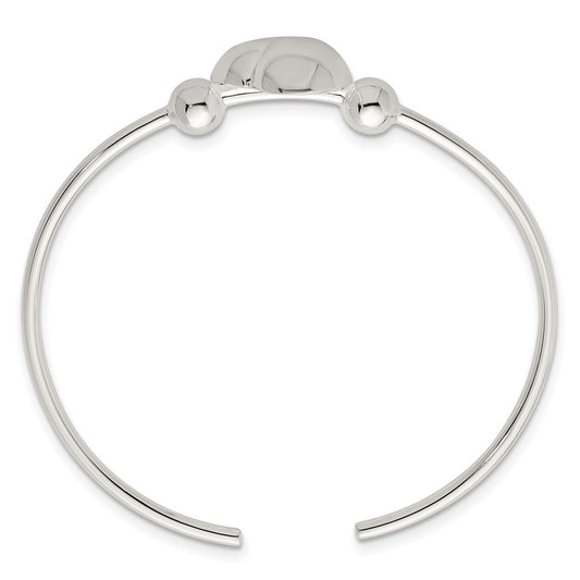 Sterling Silver Polished and Beaded Domed Heart Cuff Bangle QB1593