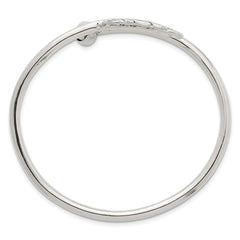Sterling Silver Polished and Grooved Feather Bypass Cuff Bangle QB1597