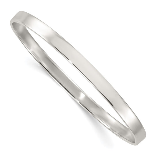 Sterling Silver Polished 5.00mm Flat Slip-on Bangle Bracelet QB1600