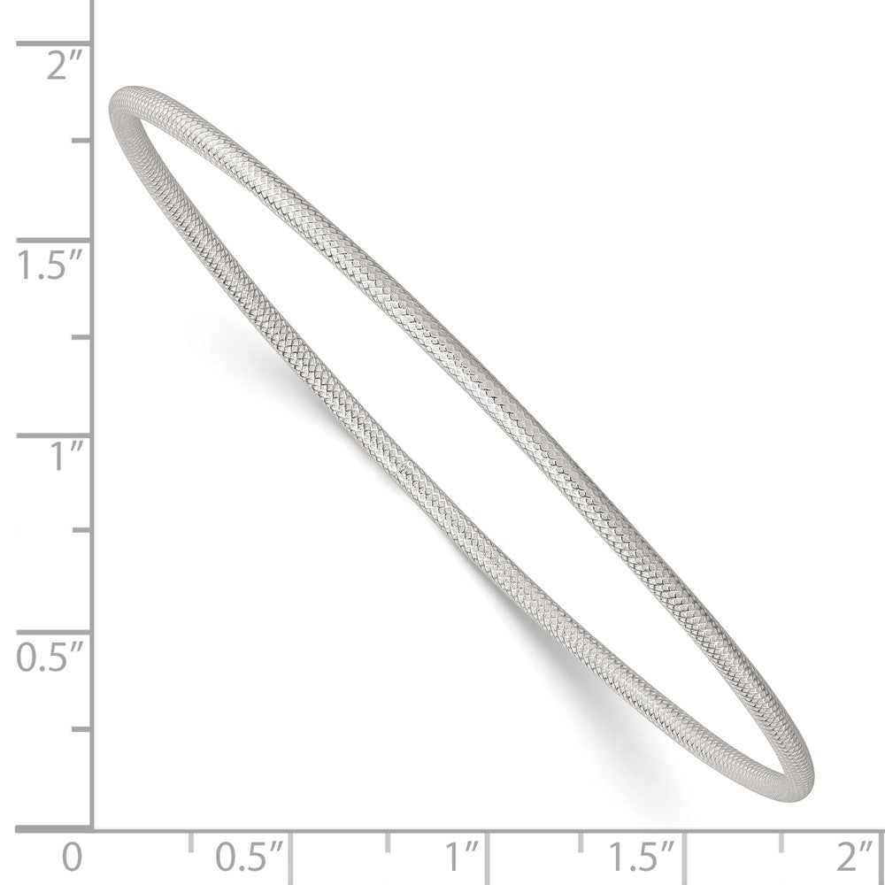 Sterling Silver Polished and Textured 2.00mm Slip-on Bangle Bracelet QB1602