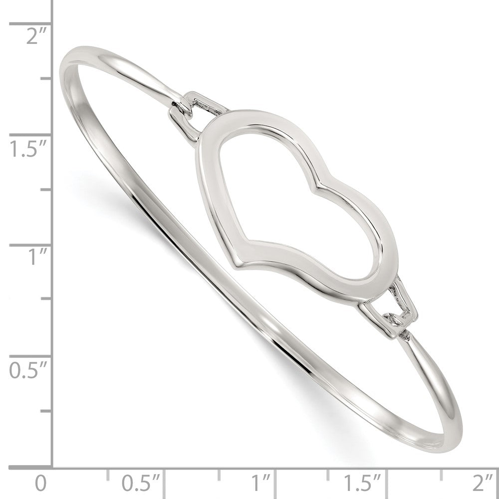 Sterling Silver Polished Open Heart Bangle QB1607