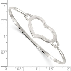 Sterling Silver Polished Open Heart Bangle QB1607