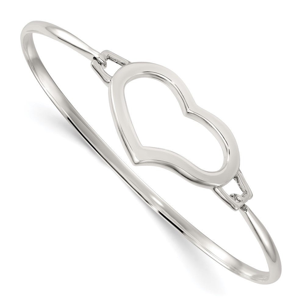 Sterling Silver Polished Open Heart Bangle QB1607