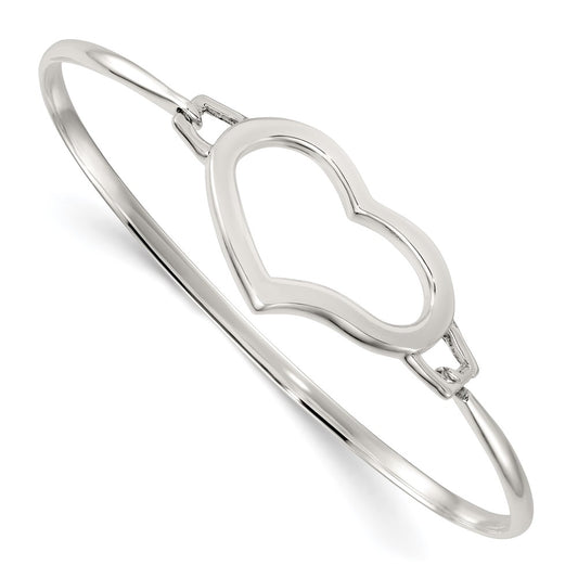 Sterling Silver Polished Open Heart Bangle QB1607