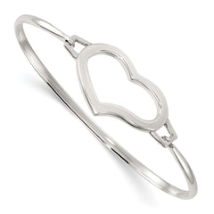 Sterling Silver Polished Open Heart Bangle QB1607