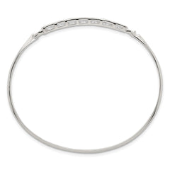 Sterling Silver Polished Square CZ Bar Bangle QB1610