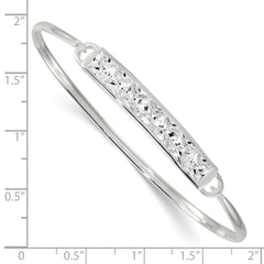 Sterling Silver Polished Square CZ Bar Bangle QB1610
