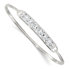 Sterling Silver Polished Square CZ Bar Bangle QB1610