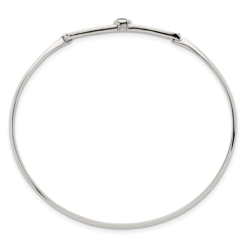 Sterling Silver Polished Fancy CZ Bangle QB1611