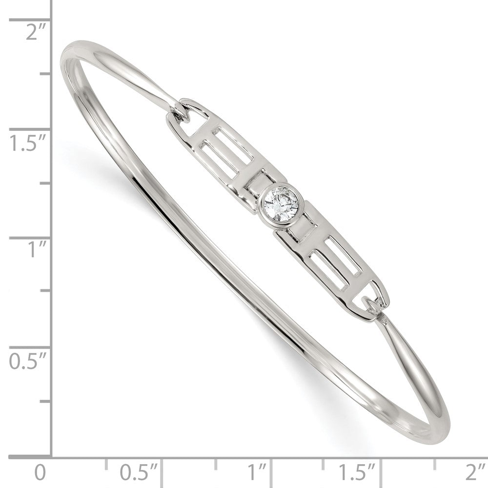 Sterling Silver Polished Fancy CZ Bangle QB1611